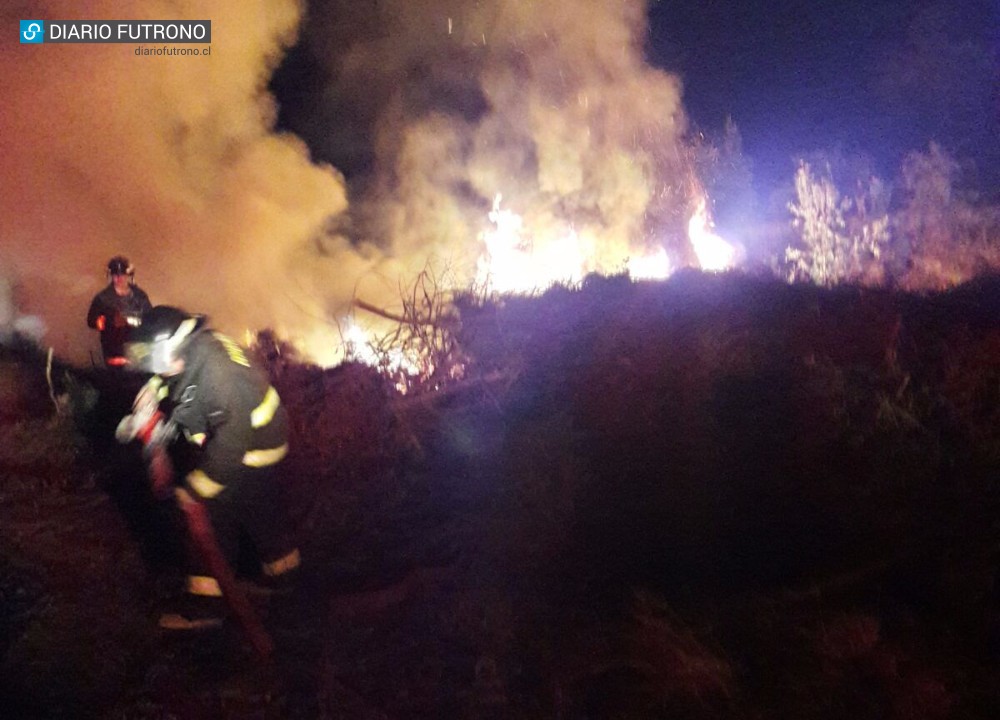Bomberos trabajó en la extinción de un incendio de pastizales en Caunahue