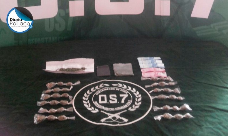 OS7 detuvo a sujeto que vendía droga a estudiantes de liceo en Paillaco