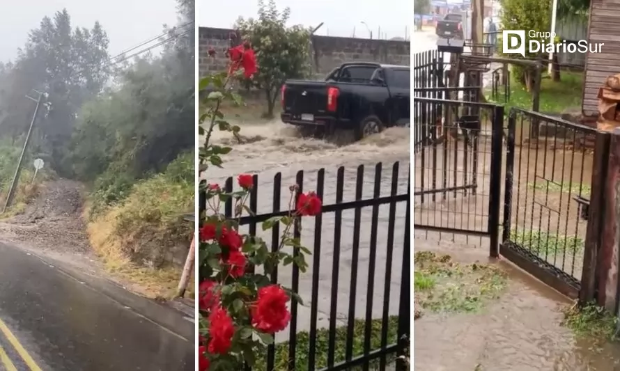 Reportan calle anegada en Futrono urbano y deslizamiento en Caunahue