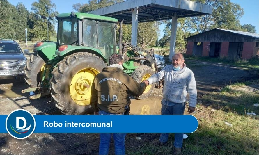 Carabineros encontró tractor robado en Mariquina en la comuna de La Unión